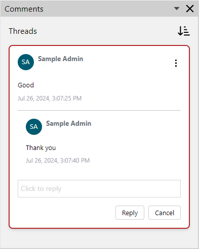 Comments Pane Comments Pane